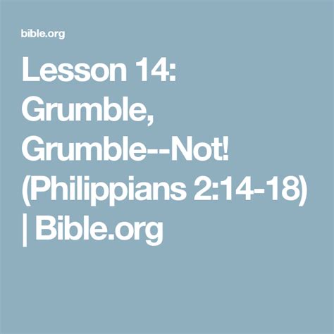 Lesson 14: Grumble, Grumble.